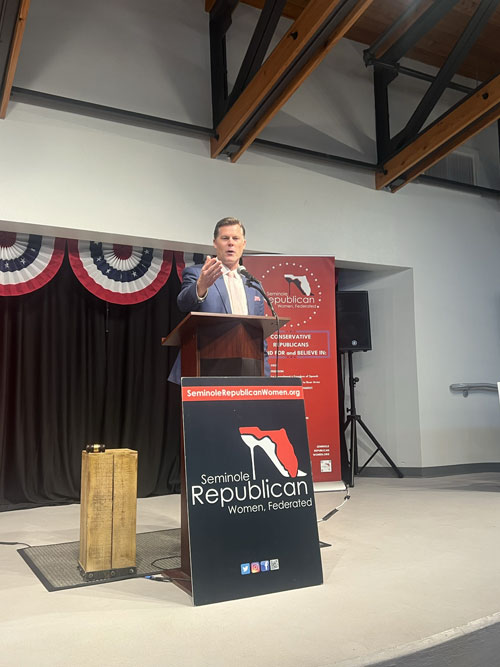 Ryan Elijah speaking to a Central Florida Republican club