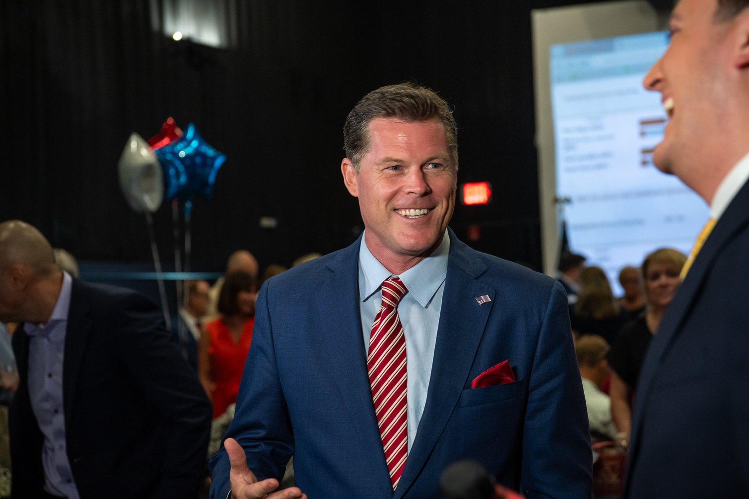 Ryan Elijah greeting supporters on primary election night, August 18, 2026
